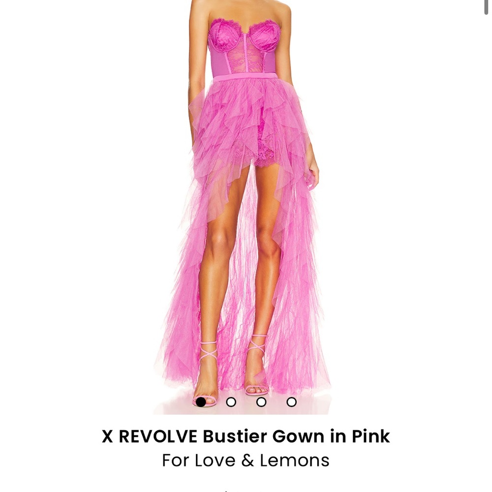 For Love & Lemons Pink Bustier Gown